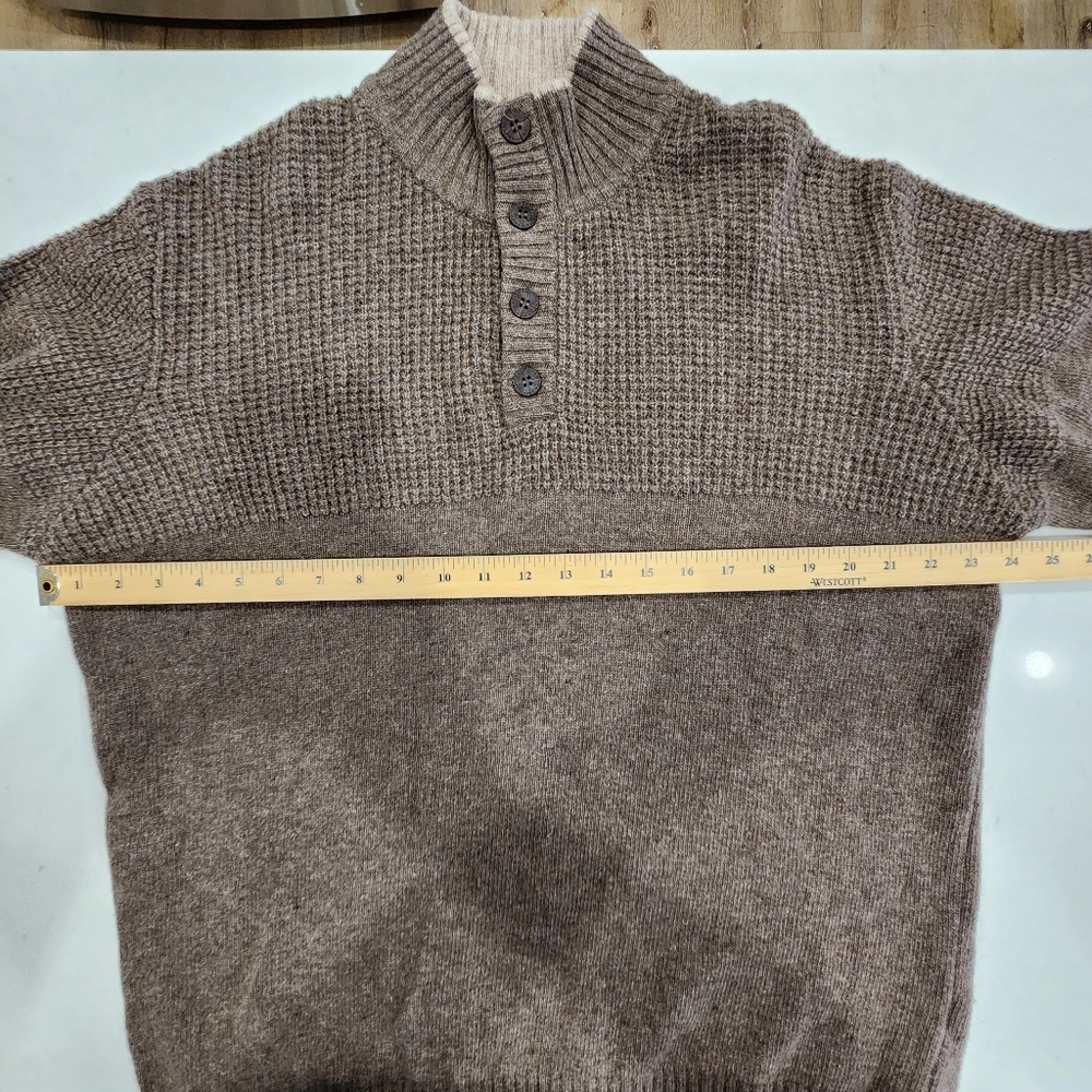 VTG Daniele Blasi Wool Blend Henley Sweater Mens XL Brown Waffle Knit Preppy - Picture 8 of 11